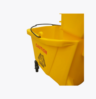 carro estrujador de limpieza amarillo con ruedas 3